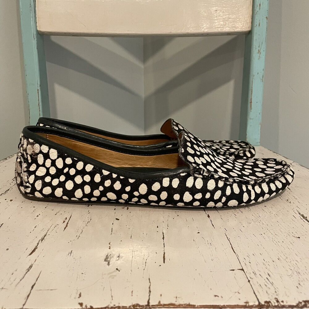 PATRICIA GREEN JILLIAN DRIVING MOCCASIN WOMENS SIZE 10M Hair Calf Cow READ DESC